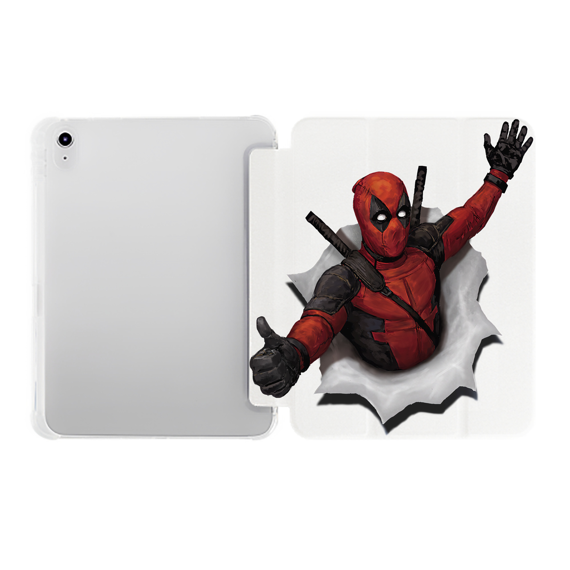 （画像用） Deadpool デッドプール IPad ケース ペン収納付き 三つ折りスタンド PUレザー×シリコン 対応機種9.5/10.5/10.9インチ